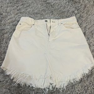 Free People white denim frayed skirt NWOT